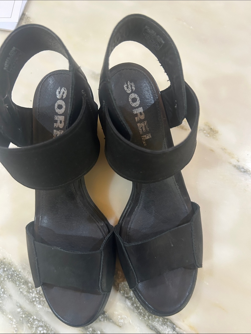 Sorel Black Women's Wide-Strap Slingback Sandals